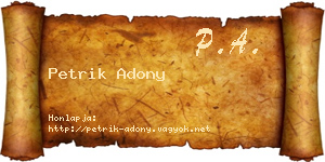 Petrik Adony névjegykártya